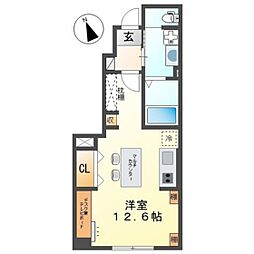 広島市佐伯区利松1丁目アパート ワンルームの間取図画像