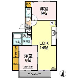ビッグフィールド 2LDKの間取図画像