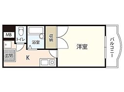 K&KビルドB 1Kの間取図画像