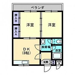 ヨシミマンション 2DKの間取図画像