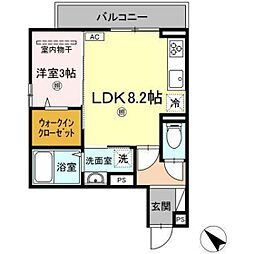 タウン中筋 1LDKの間取図画像