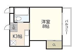 コーポさえき 1Kの間取図画像