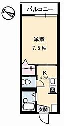 ジェネス寺本 1Kの間取図画像