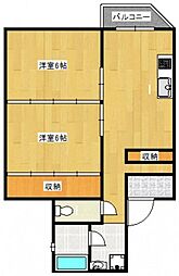 光山ビル 2DKの間取図画像