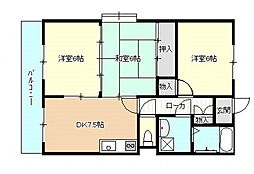 カルチェ飯田 3DKの間取図画像