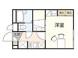 レオパレスワキタ 1Kの間取図画像