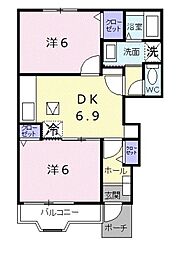 メリッサ2 2DKの間取図画像