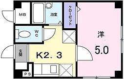 ミニョン中央 1Kの間取図画像
