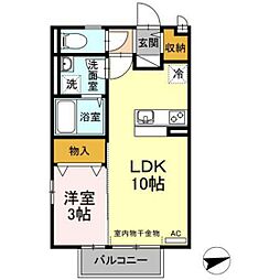 クレールレセンテA 1LDKの間取図画像