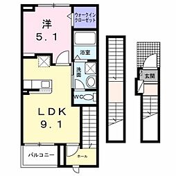 メゾン・セレニテ C 1LDKの間取図画像