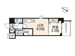 S-RESIDENCE広島駅enable 1LDKの間取図画像
