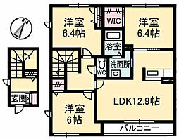 プリーマハイム 3LDKの間取図画像