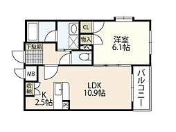 カーサグランデ3 1LDKの間取図画像
