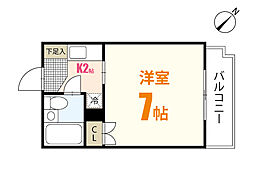 アメニティカネイチ2 1Kの間取図画像
