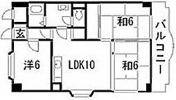 森ビル 4階3LDKの間取り