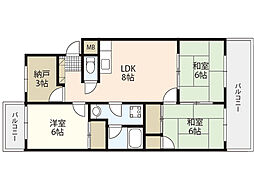 グリーン栄松園 2階3SLDKの間取り