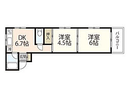 メゾン・ドウエスト 3階2DKの間取り