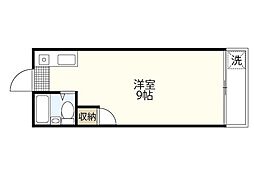 コーポアルファ 2階ワンルームの間取り