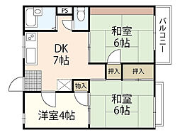 コーポ石田 2階3DKの間取り