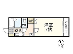 レジデンス西木 1Kの間取図画像