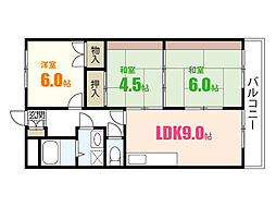メゾニティ勇 2階3DKの間取り