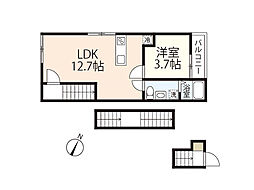 Pablo戸坂B棟 3階1LDKの間取り