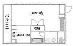 第3屋敷ビル 4階1LDKの間取り