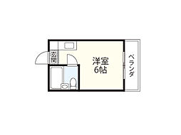 アスプロパラティII 5階ワンルームの間取り