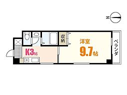 グランシャリオ 1階1Kの間取り
