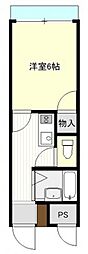 ハルビル 2階1Kの間取り