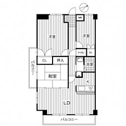 天衣中筋 4階3LDKの間取り