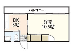 大宮グリーンコーポ 4階1DKの間取り