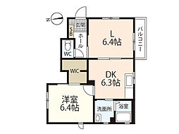 ヴィラシーン　B棟 1階2DKの間取り