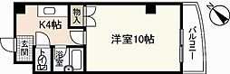 リスティア中筋 2階1Kの間取り