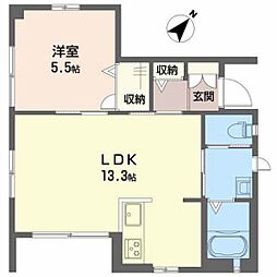 シャーメゾン川内 1階1LDKの間取り