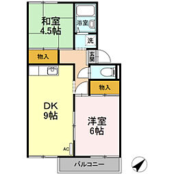 プレジールｓｕｋｅｎｏｂｕ　Ｂ棟 2階2DKの間取り