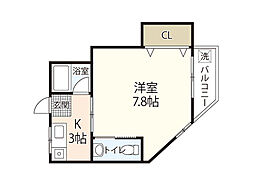 千田ビル 4階1Kの間取り