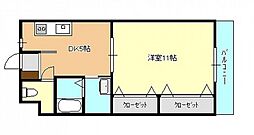 シャトームジカ 5階1DKの間取り