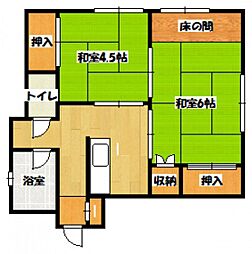 中西ビル 3階2DKの間取り