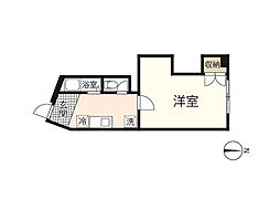 岩見ビル 3階1Kの間取り