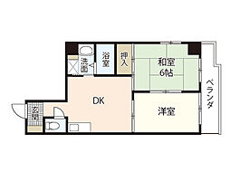 ユナイテッドＭＫビル 7階2DKの間取り