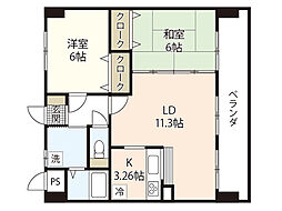 キャトル　セゾン 8階2LDKの間取り