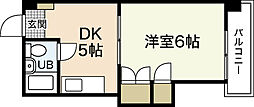 コーポ平和 3階1DKの間取り