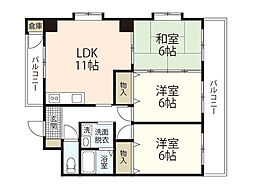 コスモピア 3LDKの間取図画像