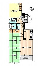 サーパス舟入南 2階3LDKの間取り