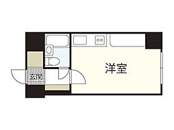 ライオンズマンション国泰寺 6階ワンルームの間取り