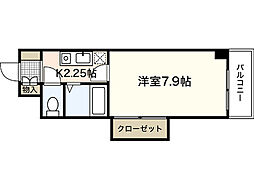 ヴィアーレ古市 6階1Kの間取り