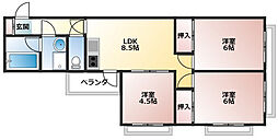 楠マンションB 3階3LDKの間取り