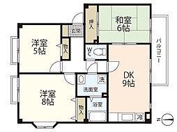 カルムハイツM　B棟 2階3DKの間取り
