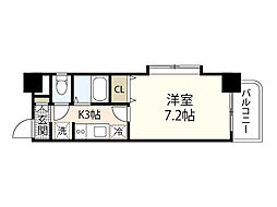 グランディールＭ 2階1Kの間取り